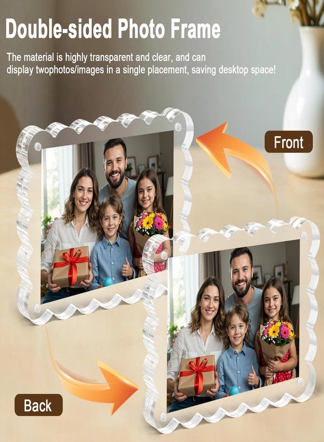مجموعة VZZNN من 5 إطارات صور أكريليك مغناطيسية أفقية مزدوجة الجوانب، مقاس 5 × 7 بوصات، بسمك 10+10 مم، شفافة وبدون إطار، للعرض على سطح المكتب - Image 3